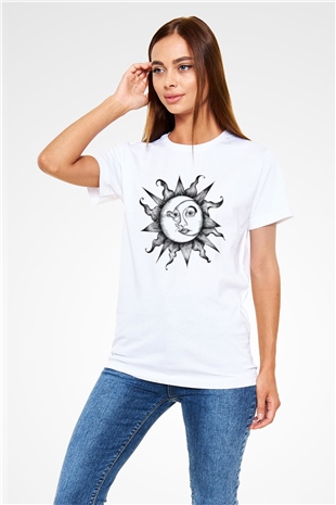 Güneş Beyaz Unisex Tişört T-Shirt - TişörtFabrikası