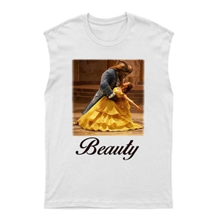 Güzel ve Çirkin Beauty and the Beast Unisex Kesik Kol Tişört Kolsuz T-Shirt KT955