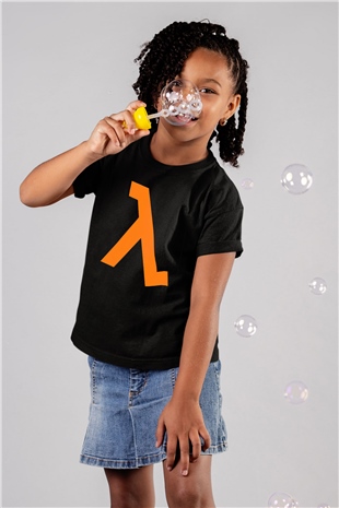 Half-Life Baskılı Siyah Unisex Çocuk Tişört