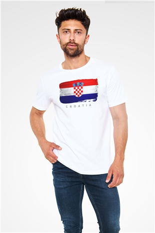 Hırvatistan Beyaz Unisex Tişört T-Shirt - TişörtFabrikası