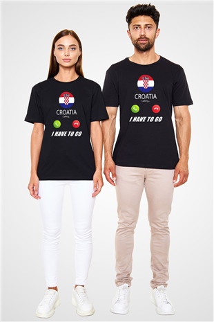 Hırvatistan Siyah Unisex Tişört T-Shirt - TişörtFabrikası