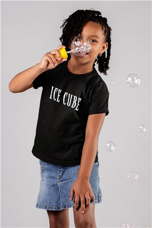 Ice Cube Baskılı Siyah Unisex Çocuk Tişört