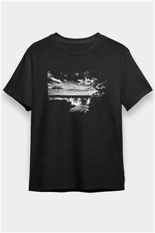 Iguazu Şelalesi Siyah Unisex Tişört T-Shirt - TişörtFabrikası