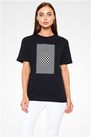 Illüzyon Siyah Unisex Tişört T-Shirt - TişörtFabrikası