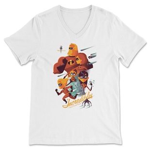 İnanılmaz Aile ( Incredibles ) Unisex V Yaka Tişört V Yaka T-Shirt VT492