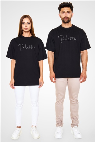 IU Kpop Palette Logo Siyah Unisex Oversize Tişört T-Shirt