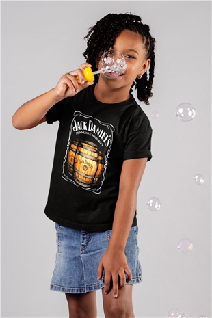 Jack Daniels Baskılı Siyah Unisex Çocuk Tişört