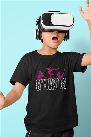 Jimnastik Baskılı Siyah Unisex Çocuk Tişört