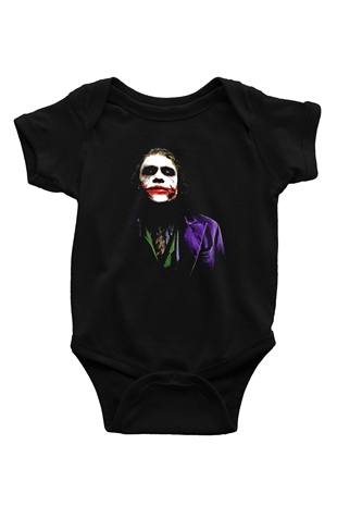 Joker Baskılı Siyah Bebek Body - Zıbın