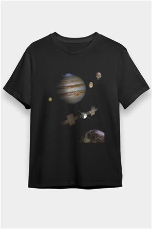 Jüpiter Siyah Unisex Tişört T-Shirt - TişörtFabrikası
