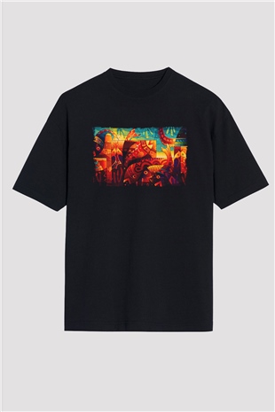 Kanaviçe Siyah Unisex Tişört T-Shirt - TişörtFabrikası