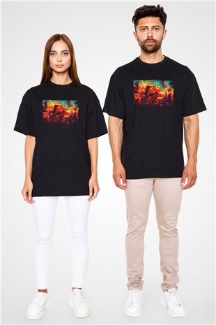 Kanaviçe Siyah Unisex Tişört T-Shirt - TişörtFabrikası