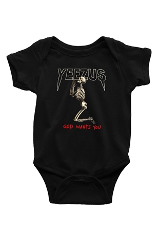 Kanye West Yeezus Baskılı Siyah Bebek Body - Zıbın