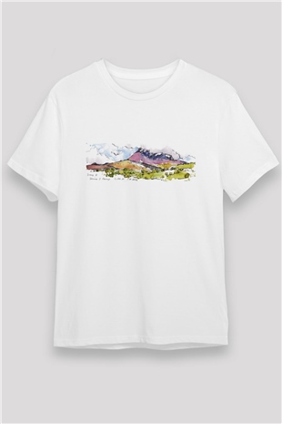 Kilimanjaro Beyaz Unisex Tişört T-Shirt - TişörtFabrikası