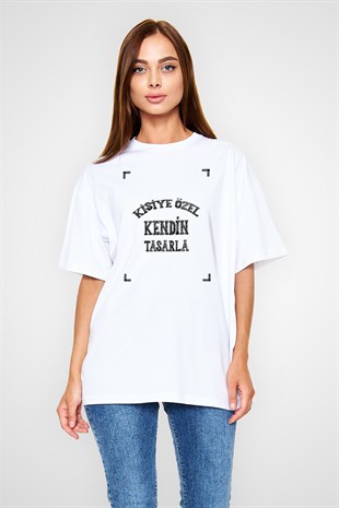 Kişiye Özel Oversize Beyaz Unisex Tişört | Oversize Tişört Tasarla