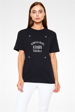 Kişiye Özel Siyah Unisex Tişört Tasarla | T-Shirt Tasarla