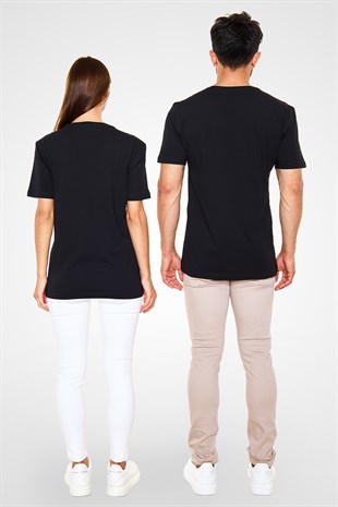 Kişiye Özel Unisex V Yaka Siyah Tişört | Tişört Tasarla