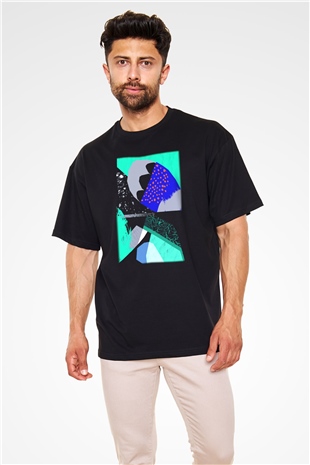 Kolaj Siyah Unisex Oversize Tişört T-Shirt