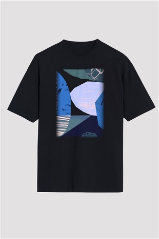 Kolaj Siyah Unisex Oversize Tişört T-Shirt