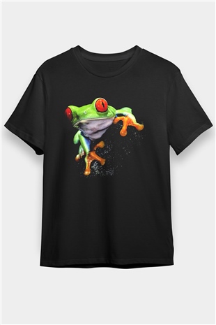 Kurbağa Siyah Unisex Tişört T-Shirt - TişörtFabrikası