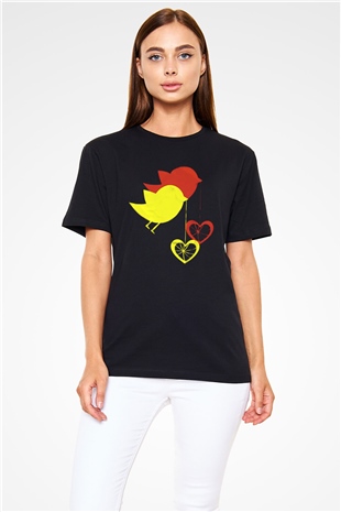 Kuş Siyah Unisex Tişört T-Shirt - TişörtFabrikası