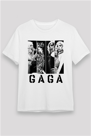 Lady Gaga Beyaz Unisex Tişört T-Shirt - TişörtFabrikası