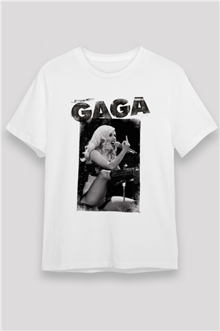 Lady Gaga Beyaz Unisex Tişört T-Shirt - TişörtFabrikası
