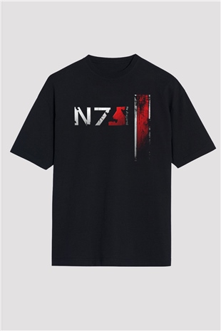 Mass Effect Siyah Unisex Oversize Tişört T-Shirt