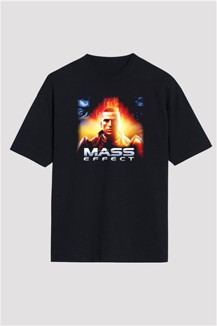 Mass Effect Siyah Unisex Oversize Tişört T-Shirt