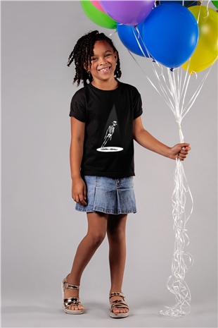 Michael Jackson Baskılı Siyah Unisex Çocuk Tişört