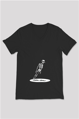 Michael Jackson Siyah Unisex V Yaka Tişört T-Shirt