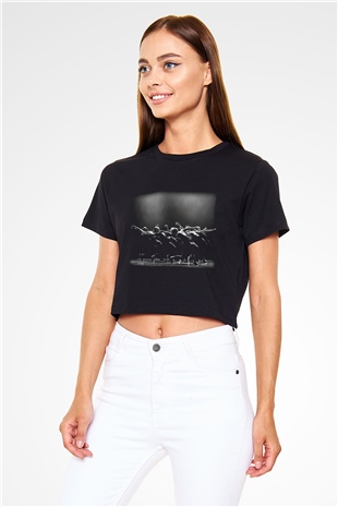 Modern Dans Siyah Crop Top Tişört