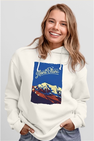 Mont Blanc Beyaz Unisex Hoodie