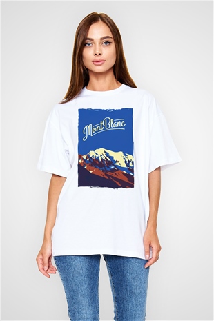 Mont Blanc Beyaz Unisex Tişört T-Shirt - TişörtFabrikası
