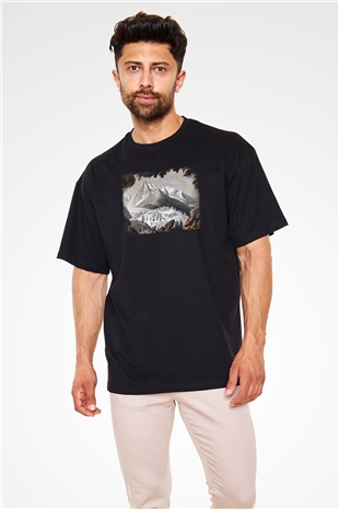 Mont Blanc Siyah Unisex Oversize Tişört T-Shirt