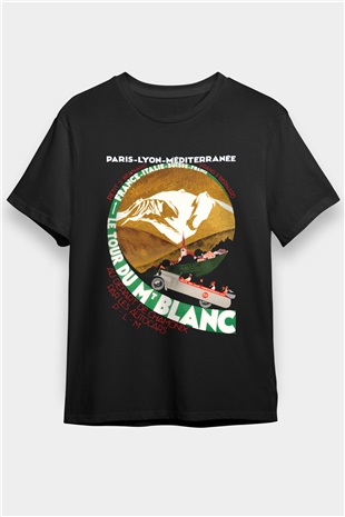 Mont Blanc Siyah Unisex Tişört T-Shirt - TişörtFabrikası