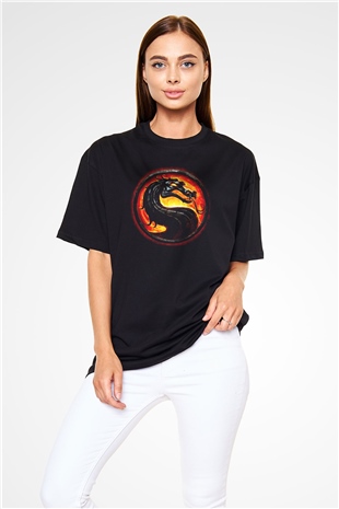 Mortal Kombat Siyah Unisex Oversize Tişört T-Shirt