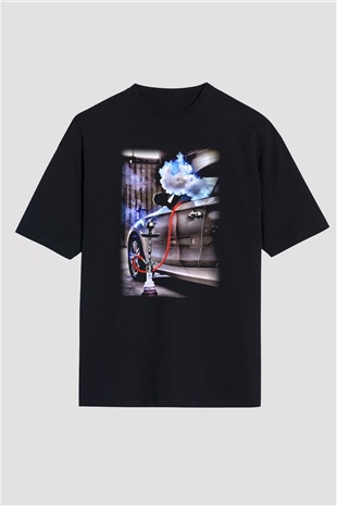 Nargile Siyah Unisex Oversize Tişört T-Shirt