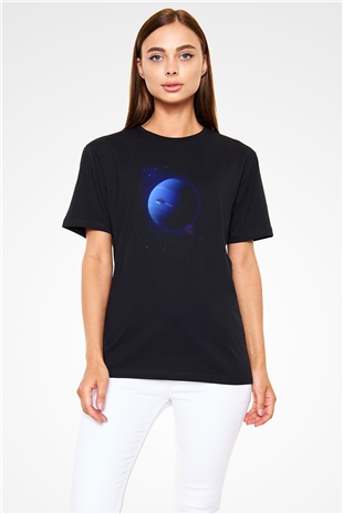 Neptün Siyah Unisex Tişört T-Shirt - TişörtFabrikası