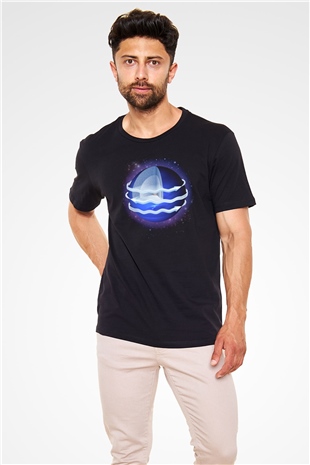 Neptün Siyah Unisex Tişört T-Shirt - TişörtFabrikası