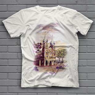 Notre Dame Katedrali Beyaz Unisex Tişört T-Shirt - TişörtFabrikası