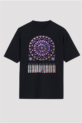Notre Dame Katedrali Siyah Unisex Oversize Tişört T-Shirt