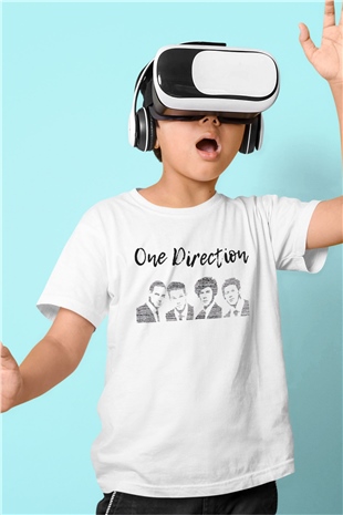 One Direction Beyaz Unisex Çocuk Tişört