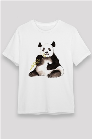 Panda Beyaz Unisex Tişört T-Shirt - TişörtFabrikası