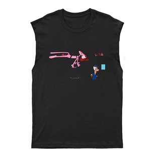 Pembe Panter (Pink Panther) Unisex Kesik Kol Tişört Kolsuz T-Shirt KT515