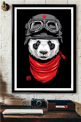 Pilot Panda Desenli Çerçeve Görünümlü Ahşap Mdf Tablo mdft2260