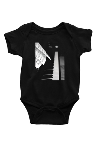 Piyanist Baskılı Siyah Bebek Body - Zıbın