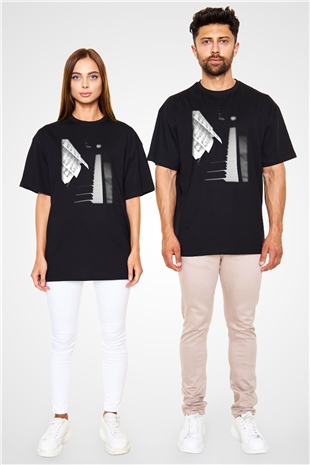 Piyanist Siyah Unisex Oversize Tişört T-Shirt