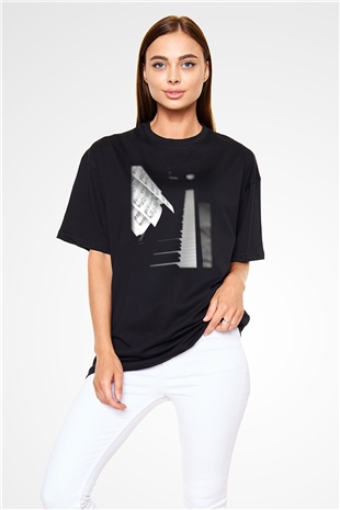 Piyanist Siyah Unisex Oversize Tişört T-Shirt