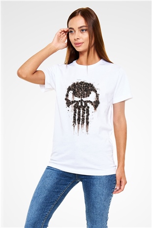Punisher Beyaz Unisex Tişört T-Shirt